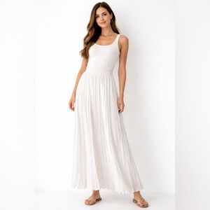 Tensione In White Pleated Maxi Skirt (Size XS)